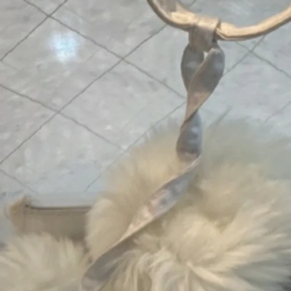 White Fur Trimmed Pom Pom Frosted See Through Purse 10x11" - Picture 4 of 5